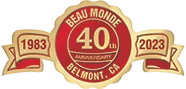 Beau Monde Fine Floors 40th anniversary seal, 1983 to 2023, Belmont, CA